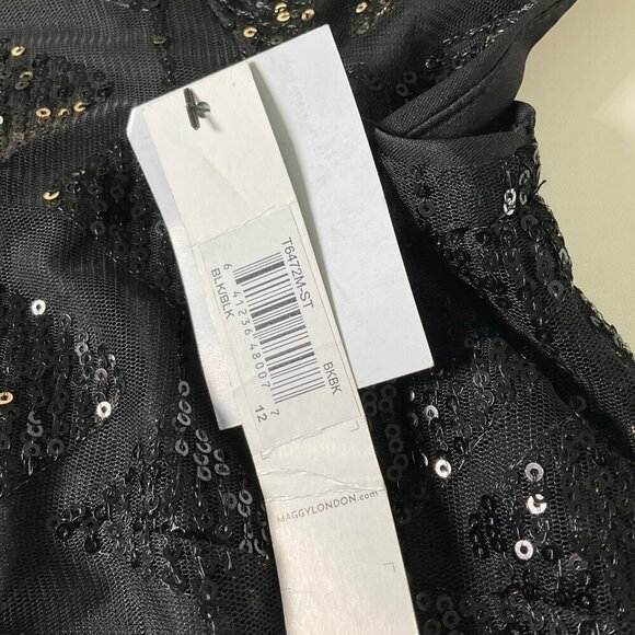 Maggy London Black Sequin Dress Size 12 US lined Classic cocktail NWT - Picture 11 of 11